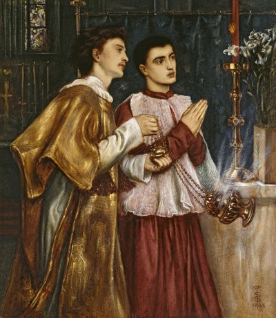 Twee acolieten wieroken: Pinksteren door Simeon Solomon